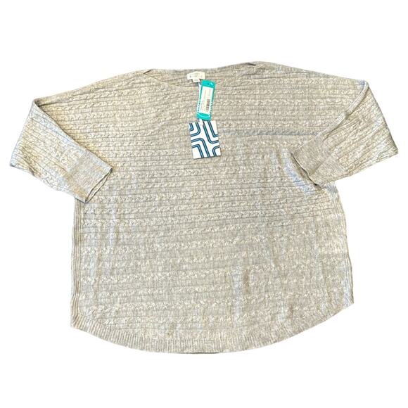 NWT Market & Spruce Reviera Cable Knit Dolman Pullover Grey Size XL - Picture 5 of 11